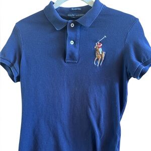 Ralph Lauren Men’s Skinny Fit Medium Navy Short Sleeve Large Polo‎ Horse Rider
